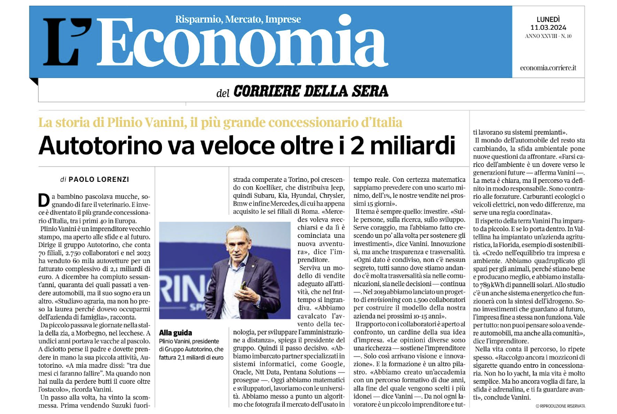 Da L'Economia de Il Corriere un'intervista che parla della storia e del carattere di Autotorino